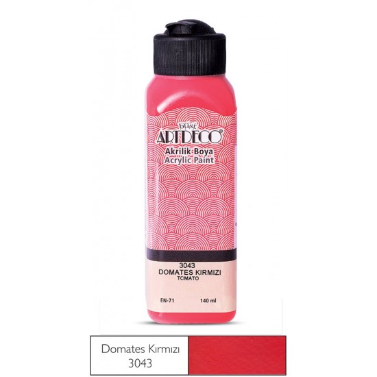 Artdeco Akrilik Boya 140 ml Domates Kırmızı - 4 adet Artdeco Akrilik Boya 140 ml Domates Kırmızı