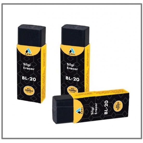 Adel Blackline Pastel Silgi Siyah - 3 adet