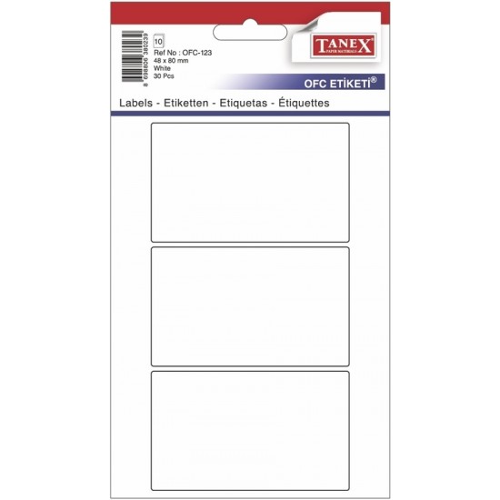Tanex Etiket Ofc-123 48X80 10Lu Beyaz