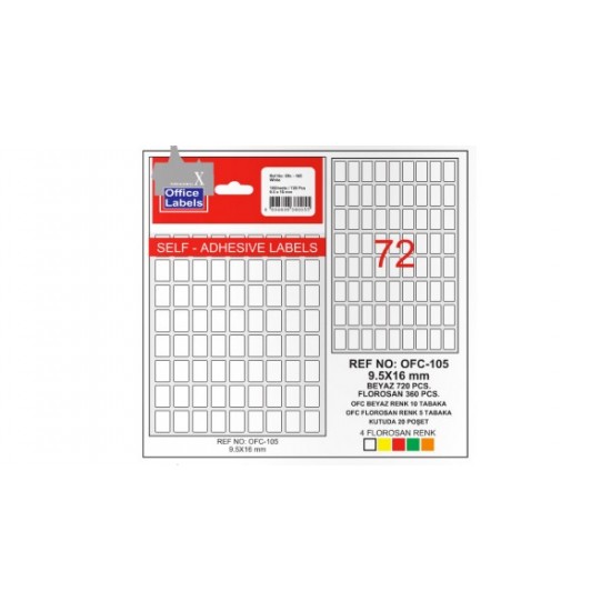Tanex Etiket Ofc-105 Beyaz 10 lu 9,5x16