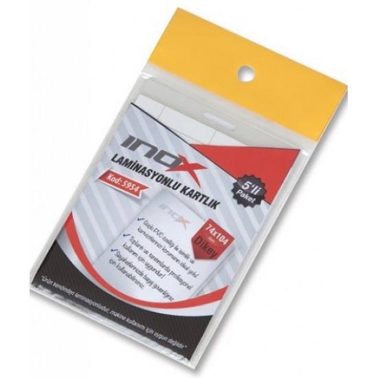 İnox Laminasyonlu Kartlık Dikey 74X104Mm 5Li Yapışkanlı