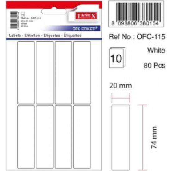 Tanex Etiket Ofc-115 20X74Mm 10 lu
