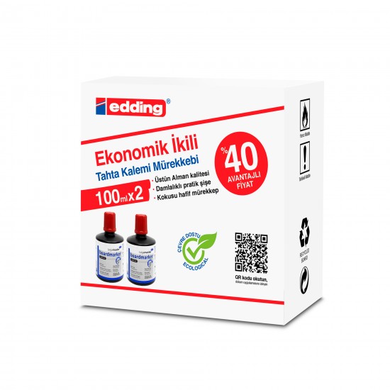 Edding Tahta Kalemi Mürekkebi 100Ml 2Li Kırmızı