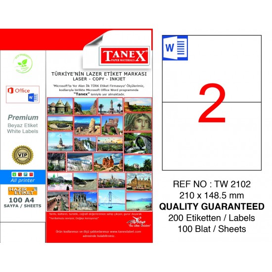 Tanex Etiket 210X148,5 100Lü Paket