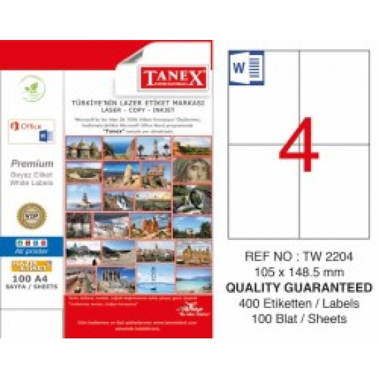 Tanex Etiket Tw-2204 106X148,5 A4 100 Sayfa